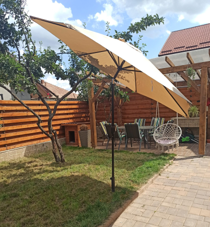 Umbrela terasa gradina, cu manivela si inclinare, diametru 300cm, Taupe [5]