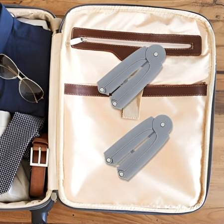 Umeras Pliabil de Calatorie, , Mini Cuier Portabil pentru Haine, Suport de Uscare, 14x7x1.4cm, Gri [2]