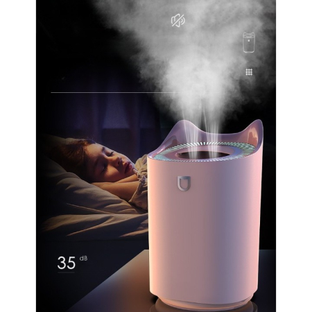 Umidificator cu duza dubla, , de capacitate mare 3L, roz [1]