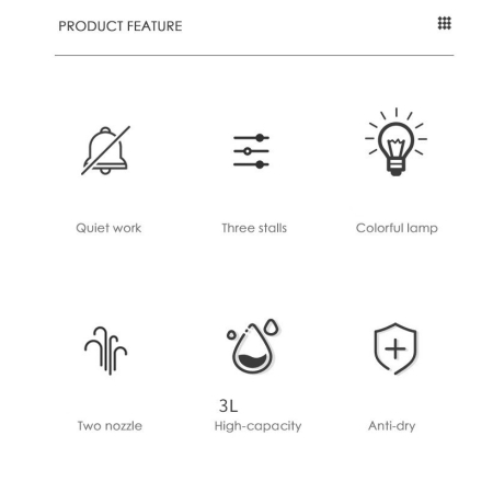 Umidificator cu duza dubla, , de capacitate mare 3L, roz [3]