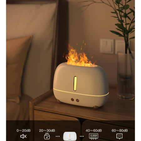 Umidificator de tip flacara, , cu aromaterapie, 7 culori, 250 ml, alb [2]