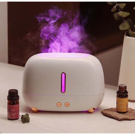 Umidificator de tip flacara, , cu aromaterapie, 7 culori, 250 ml, alb [3]