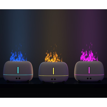 Umidificator de tip flacara, , cu aromaterapie, 7 culori, 250 ml, negru [3]