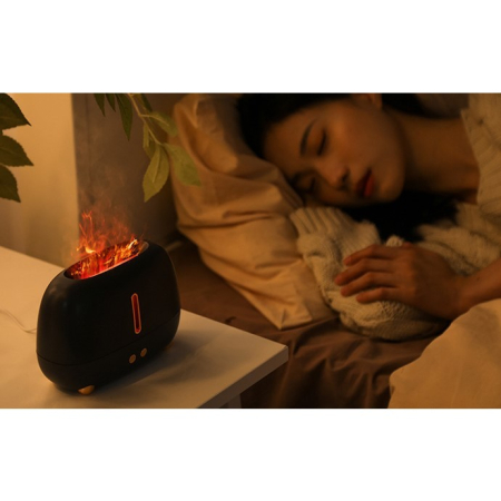 Umidificator de tip flacara, , cu aromaterapie, 7 culori, 250 ml, negru [2]