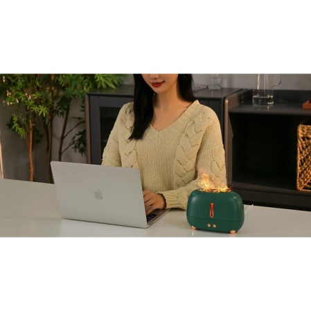 Umidificator de tip flacara, , cu aromaterapie, 7 culori, 250 ml, verde [1]