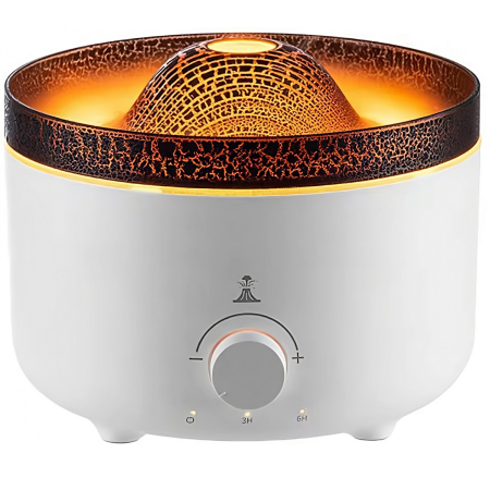 ✨TOATE PRODUSELE✨ - Umidificator de tip vulcan, , cu aromaterapie, cu telecomanda, 560 ml, model V21A, alb