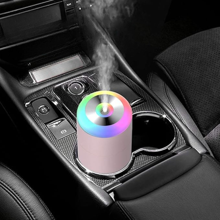 Umidificator, H2O, cu Difuzor de Aroma, Lumina de Noapte LED in 7 Culori, Zgomot Redus, 14.7x7.2cm, 350mL, Culoare Roz [7]