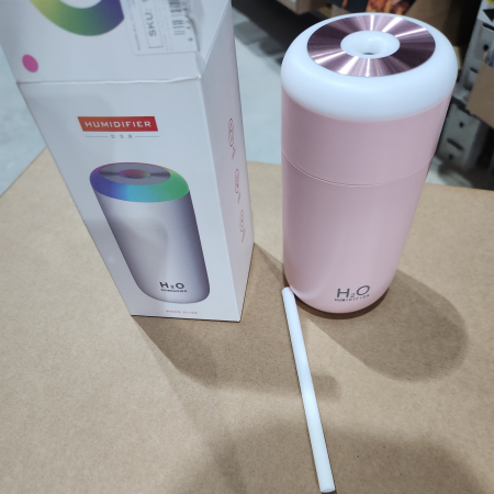 Umidificator, H2O, cu Difuzor de Aroma, Lumina de Noapte LED in 7 Culori, Zgomot Redus, 14.7x7.2cm, 350mL, Culoare Roz [6]