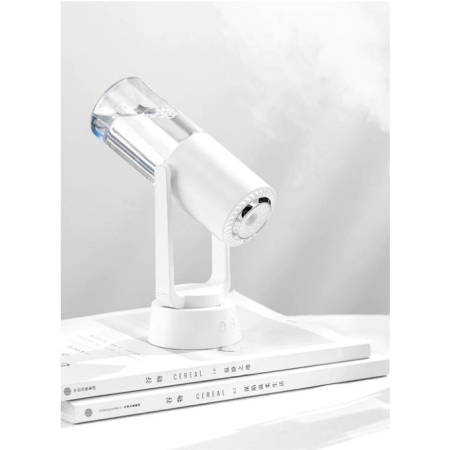 Umidificator si Purificator aer ultrasonic portabil, rezervor 200ml, cu ioni negativi, LED 7 culori, rotatie 360 grade, Alb [3]