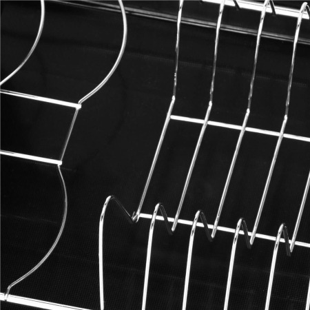 Uscator de vase cu suport tacamuri, din otel cromat, cu tava de scurgere, 40x19x13cm, negru [9]