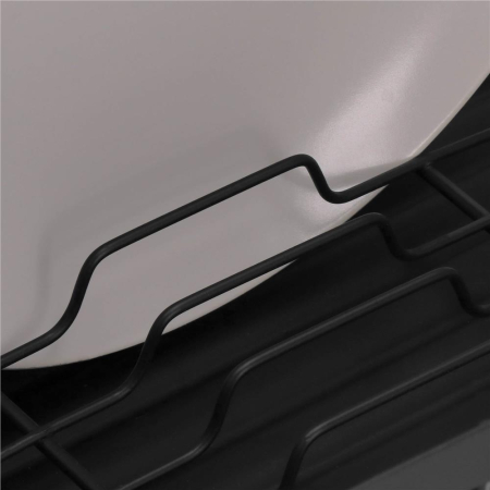 Uscator de vase cu suport tacamuri, din otel, cu tava de scurgere, manere lemn, 42x32x15cm, negru [21]