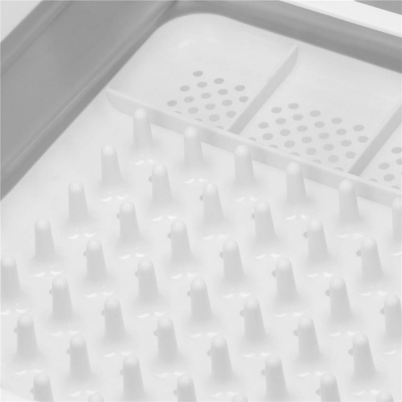 Uscator de vase pliabil, din pastic si silicon, 36x31x12cm, suport tacamuri, alb si gri [16]