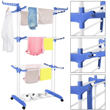 Uscator vertical pentru rufe, mobil si pliabil, cu doua umerase, 75x57x170cm, sarcina 15kg [25]