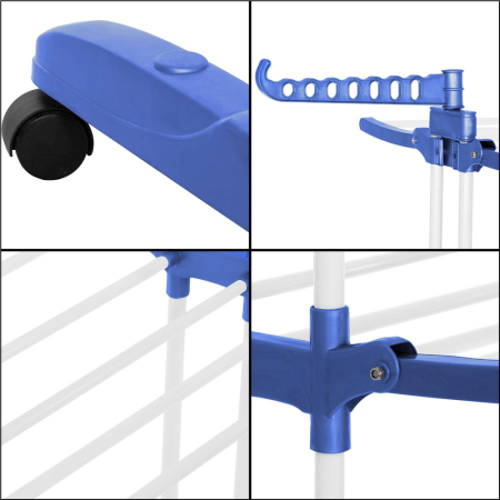 Uscator vertical pentru rufe, mobil si pliabil, cu doua umerase, 75x57x170cm, sarcina 15kg [26]