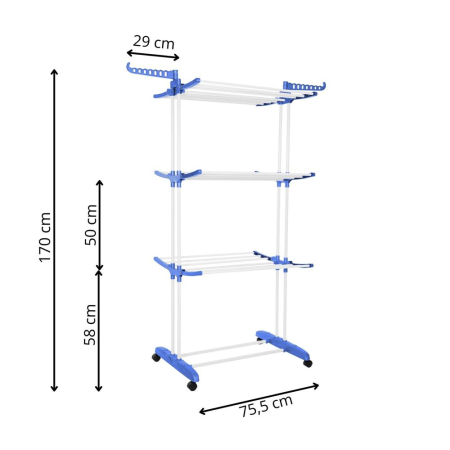 Uscator vertical pentru rufe, mobil si pliabil, cu doua umerase, 75x57x170cm, sarcina 15kg [27]