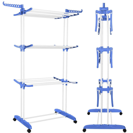 Uscator vertical pentru rufe, mobil si pliabil, cu doua umerase, 75x57x170cm, sarcina 15kg [3]