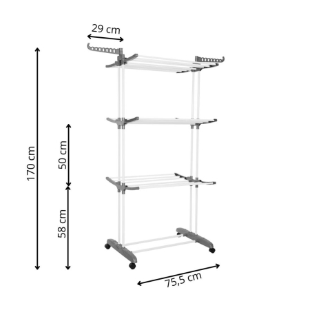 Uscator vertical pentru rufe, mobil si pliabil, cu doua umerase, 75x57x170cm, sarcina 20kg [26]