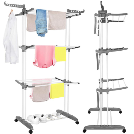 Uscator vertical pentru rufe, mobil si pliabil, cu doua umerase, 75x57x170cm, sarcina 20kg [19]