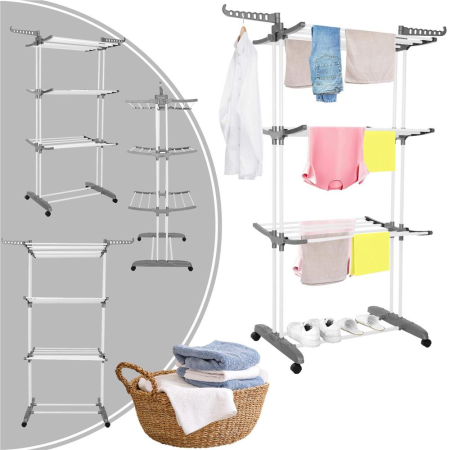 Uscator vertical pentru rufe, mobil si pliabil, cu doua umerase, 75x57x170cm, sarcina 20kg [28]