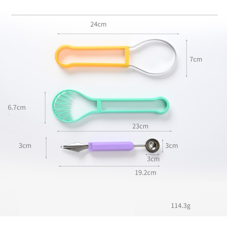 Ustensila bucatarie 4 in 1 pentru taiat si decorat fructe , material inox si plastic, compact, 28x6.2 cm, multicolor [8]