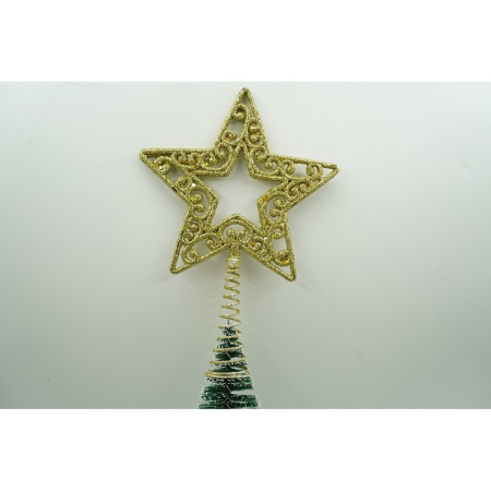 Varf decorativ de brad, Auriu, in forma de Stea, decupata in centru, din Plastic/Metal, 14 cm x 19 cm, Interior/Exterior,  [5]