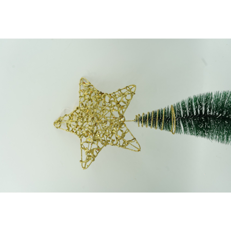 Varf decorativ de brad, Auriu, in forma de Stea, design cu paiete, din Plastic/Metal, 18 cm x 23 cm, Interior/Exterior,  [3]