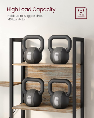 VASAGLE Biblioteca cu 14 rafturi din lemn, cadru metalic, 24x158x166cm, stil industrial, stejar si negru [8]