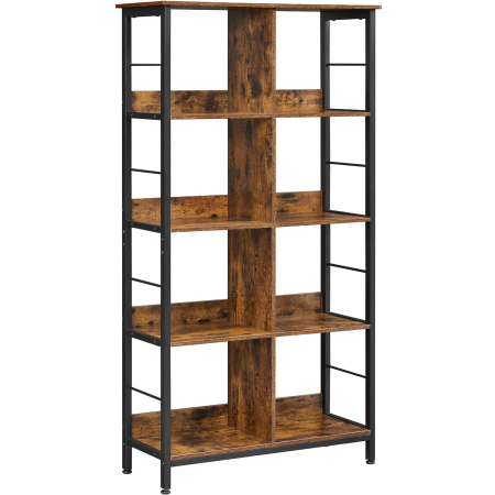 Produse în distribuție - VASAGLE Biblioteca cu rafturi deschise, 8 compartimente, design industrial, 80x33x149cm, maro retro si negru