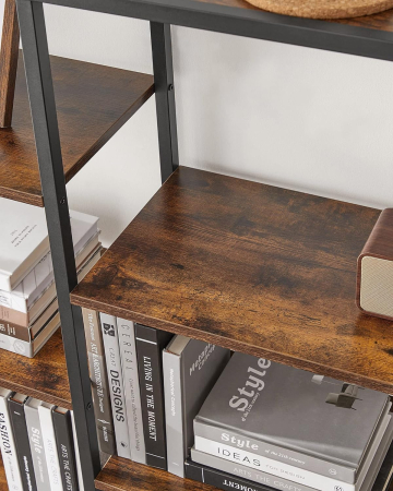 VASAGLE Biblioteca cu suport de depozitare pe 5 etaje, 30x100x170cm, stil industrial, maro rustic si negru [5]