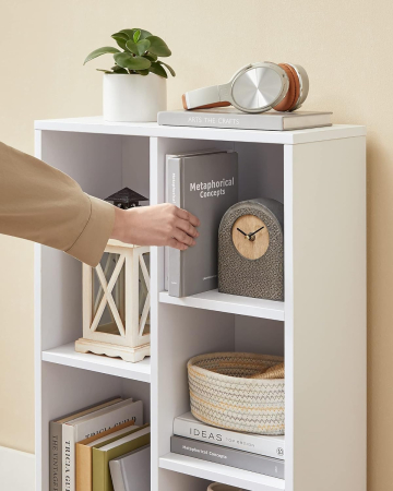 VASAGLE Biblioteca, raft cu 5 unitati de depozitare, pentru living, din lemn, 50x24x80cm, alb [6]