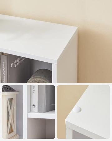 VASAGLE Biblioteca, raft cu 5 unitati de depozitare, pentru living, din lemn, 50x24x80cm, alb [7]