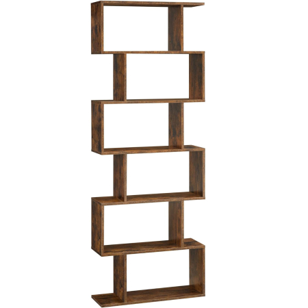MOBILIER - VASAGLE Biblioteca, raft cu 6 unitati de depozitare, pentru living, din lemn, 24x190x70cm, maro rustic