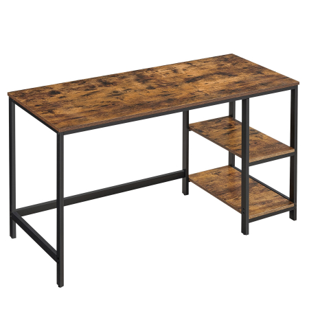 VASAGLE Mobilier - VASAGLE Birou cu 2 rafturi stanga sau dreapta, stil industrial, 60x140x76 cm, maro rustic