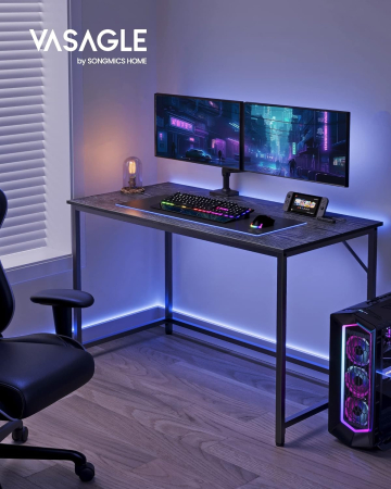 VASAGLE Birou cu cadru din otel, 60x120x75cm, industrial, negru [2]