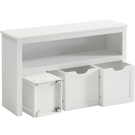Casă - VASAGLE Comoda cu spatiu depozitare jucarii, 3 dulapuri mobile, 102x30x60 cm, alb