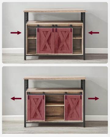 VASAGLE Comoda pentru living sau bucatarie, cu 2 usi glisante, rafturi reglabile, stil rustic, 33x100x80 cm, maro [7]