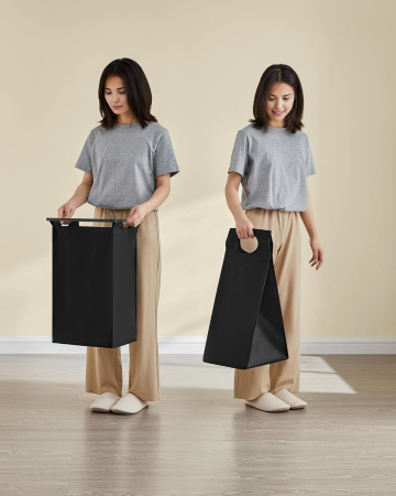 VASAGLE Cos rufe 4x40L, saci detasabili, raft superior si cadru metalic, 116x33x72 cm, maro si negru [4]