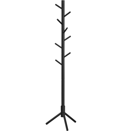 Cuiere - VASAGLE Cuier lemn masiv 47x47x175 cm, 8 carlige si inaltime reglabila, baza triunghiulara, negru