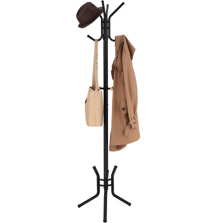 VASAGLE Cuier pentru haine, din otel, tip pom, cu 12 carlige, 176cm, negru [7]