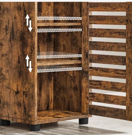 VASAGLE Dulap de baie, cu 3 compartimente deschise si spatiu de depozitare cu usa, 40x30x167cm, maro vintage [6]