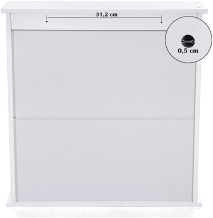 VASAGLE Dulap de baie de perete cu oglinda, 2 usi, compartiment deschis, rafturi reglabile, 13x56x58cm, alb [7]