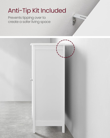 VASAGLE Dulap de depozitare de podea pentru baie, cu 2 rafturi reglabile, 30x60x80cm, alb [6]