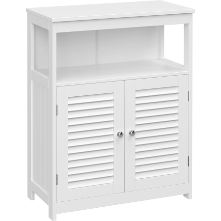 BAIE - VASAGLE Dulap de depozitare de podea pentru baie, cu usi duble, 30x60x80cm, alb