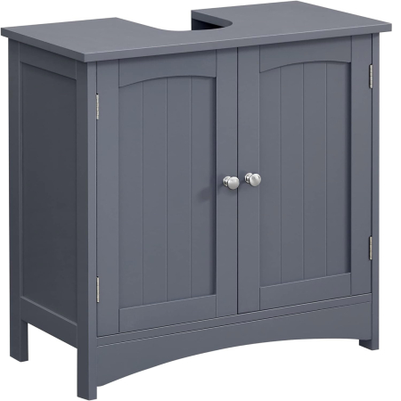 Mobilier baie - VASAGLE Dulap lavoar baie, cu spatiu de depozitare cu 2 usi si rafturi reglabile, 60x30x60cm, gri