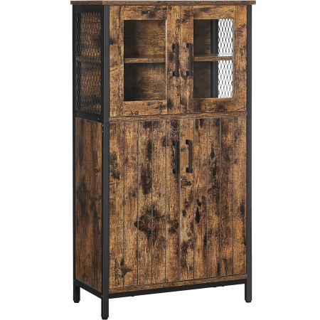 BAIE - VASAGLE Dulap multifunctional pentru baie, stil industrial, 60x30x108cm, maro rustic si negru