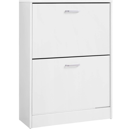 Casă - VASAGLE Dulap pantofi cu 2 usi rabatabile, din MDF, pentru 8-12 perechi, 60x24x84cm, alb