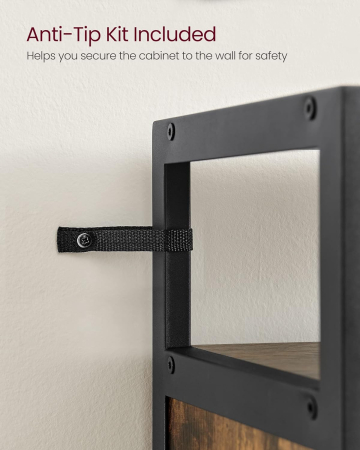 VASAGLE Dulap pentru pantofi cu 3 usi rabatabile, despartitoare interioare, pentru 15-18 perechi, 60x30x130cm, maro rusic si negru [8]