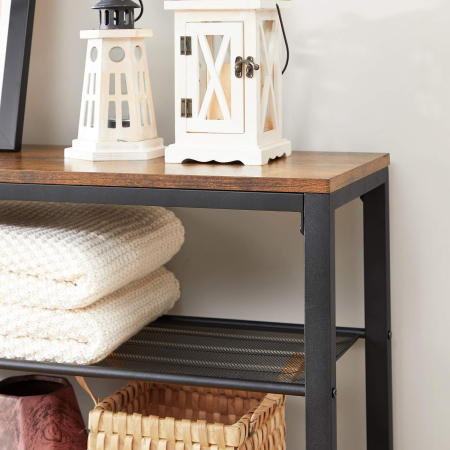 VASAGLE Etajera pantofi cu 5 rafturi si polita superioara, 100x30x110 cm, maro rustic [7]