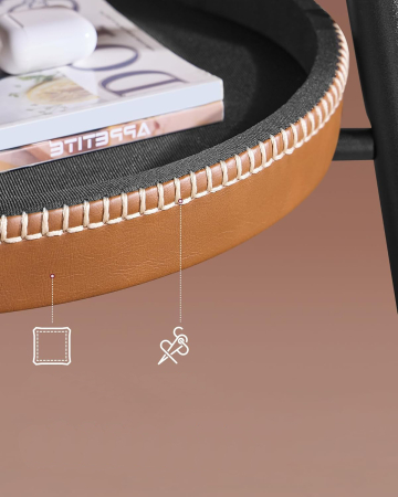 VASAGLE Masa de bar maro, 70x70x91 cm – design elegant cu piele artificiala, blat 60 cm, stabila si usor de asamblat [4]