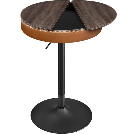 Mese living si bucatarie - VASAGLE Masa de bar maro caramel, 59x59x(83-105) cm – inaltime reglabila, compartiment de depozitare